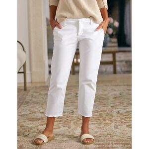 Frank & Eileen Wicklow Italian Cotton Chino Pants White Raw Hem Size 0